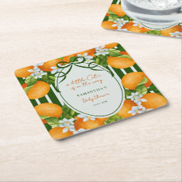 Posavasos Cuadrado De Papel Dulcecito Naranjas Rayadas Citricos Baby Shower