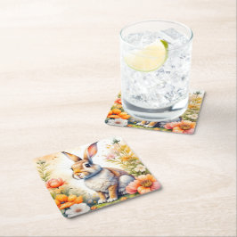 Posavasos Cuadrado De Papel Dulces bendiciones de Pascua Conejo de Conejo de C