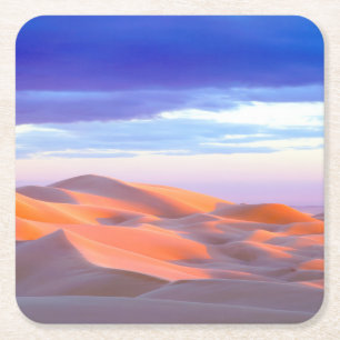 Posavasos Cuadrado De Papel Dunas de Glamis al atardecer
