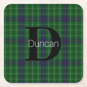 Posavasos Cuadrado De Papel Duncan Clan Plaid Monograma