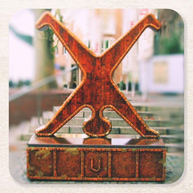 Posavasos Cuadrado De Papel Dusseldorf, Alemania Símbolo de volante de cartón  (Anverso)