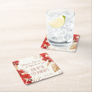 Posavasos Cuadrado De Papel Dust & Red Terracotta Boho Jewish Chuppah