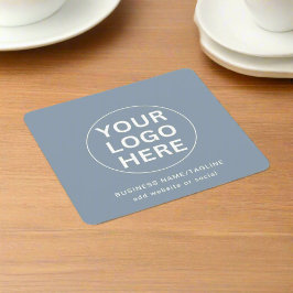 Posavasos Cuadrado De Papel Dusty Blue l Professional Business Logo & Text