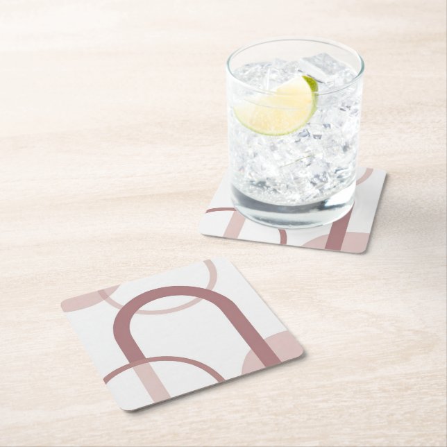 Posavasos Cuadrado De Papel Dusty Pink Abstract Arch Coaster Set (In situ)