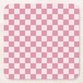 Posavasos Cuadrado De Papel Dusty rose checkerboard pattern