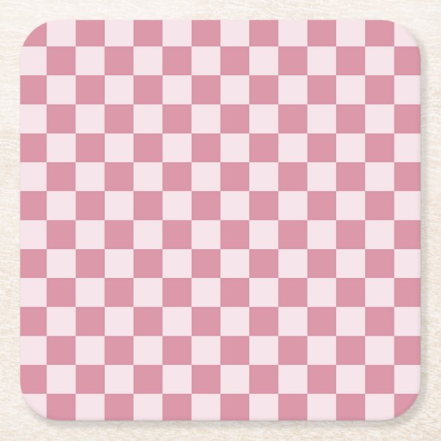 Posavasos Cuadrado De Papel Dusty rose checkerboard pattern (Anverso)