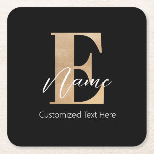 Posavasos Cuadrado De Papel E & Nombre inicial monogramado moderno personaliza