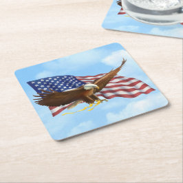 Posavasos Cuadrado De Papel Eagle calvo americano