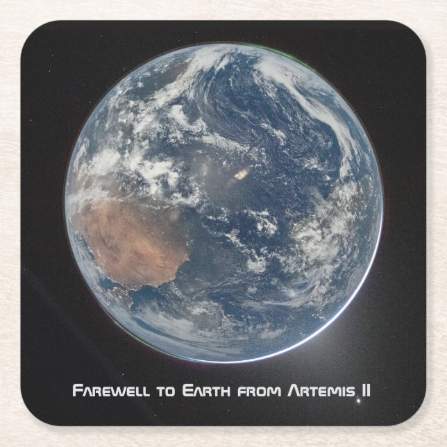 Posavasos Cuadrado De Papel Earth From Artemis II (Anverso)