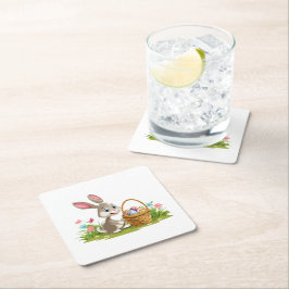 Posavasos Cuadrado De Papel Easter bunny