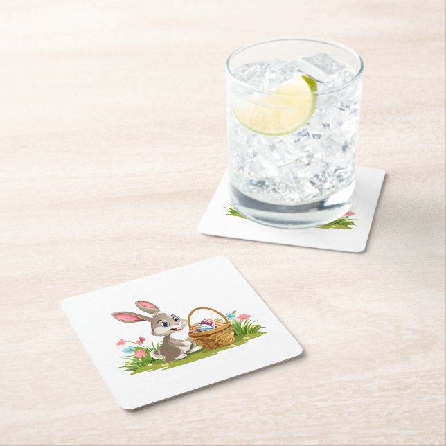 Posavasos Cuadrado De Papel Easter bunny (In situ)