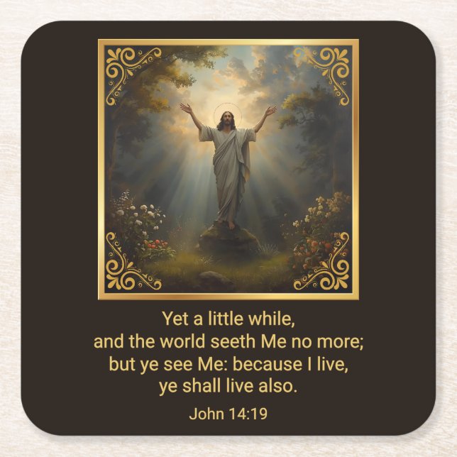 Posavasos Cuadrado De Papel Easter Resurrection Religious (Anverso)