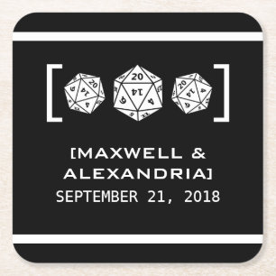 Posavasos Cuadrado De Papel Ebony D20 Dice Jugador de Papel Astras