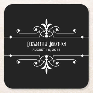 Posavasos Cuadrado De Papel Ebony Fancy Ornamental Paper Coasters