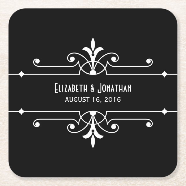 Posavasos Cuadrado De Papel Ebony Fancy Ornamental Paper Coasters (Anverso)