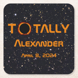 Posavasos Cuadrado De Papel Eclipse solar de 2024 totalmente personal