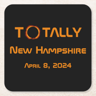 Posavasos Cuadrado De Papel Eclipse solar de New Hampshire 2024