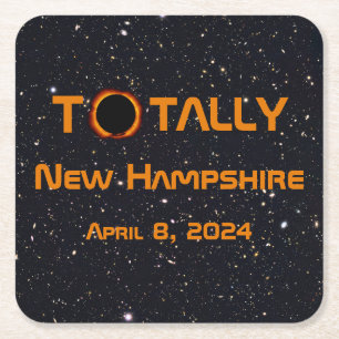 Posavasos Cuadrado De Papel Eclipse solar de New Hampshire 2024