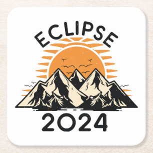 Posavasos Cuadrado De Papel Eclipse Solar Total 2024