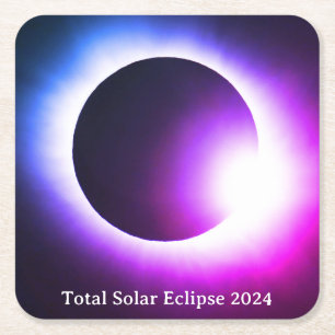Posavasos Cuadrado De Papel Eclipse solar total 8 de abril de 2024 sol de la l
