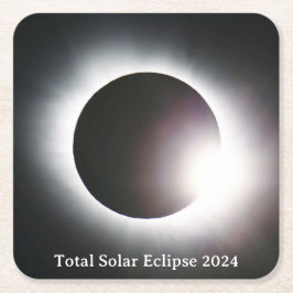 Posavasos Cuadrado De Papel Eclipse solar total 8 de abril de 2024 sol de la l