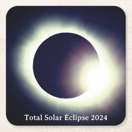 Posavasos Cuadrado De Papel Eclipse solar total 8 de abril de 2024 sol de la l