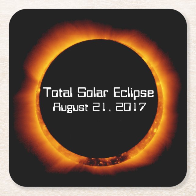 Posavasos Cuadrado De Papel Eclipse solar total de 2017 (Anverso)
