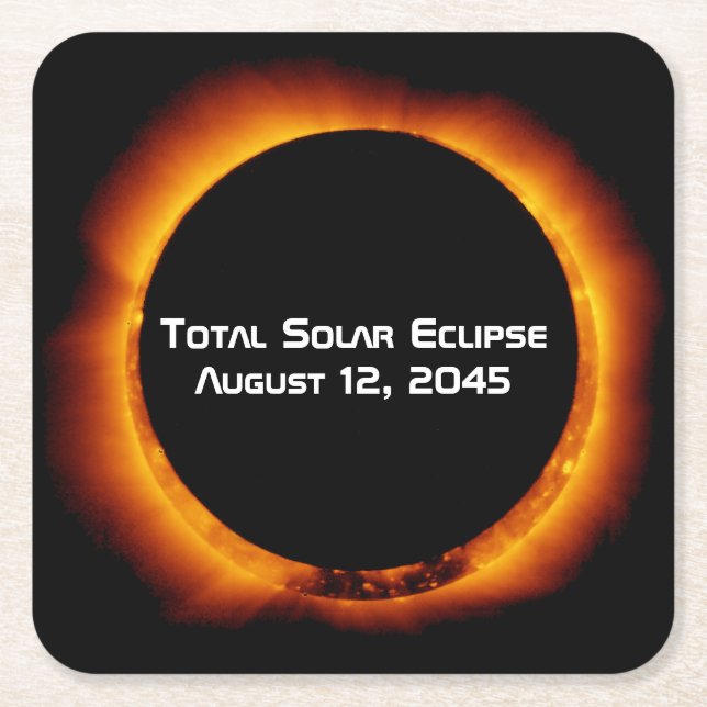 Posavasos Cuadrado De Papel Eclipse solar total de 2045 (Anverso)