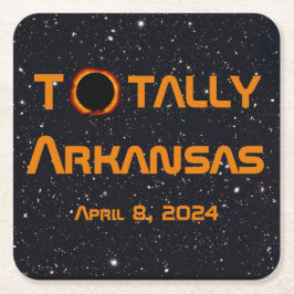 Posavasos Cuadrado De Papel Eclipse solar total de Arkansas 2024