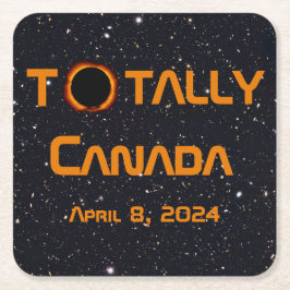 Posavasos Cuadrado De Papel Eclipse solar total de Canadá 2024