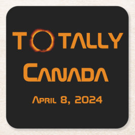 Posavasos Cuadrado De Papel Eclipse solar total de Canadá 2024