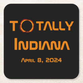 Posavasos Cuadrado De Papel Eclipse solar total de Indiana 2024