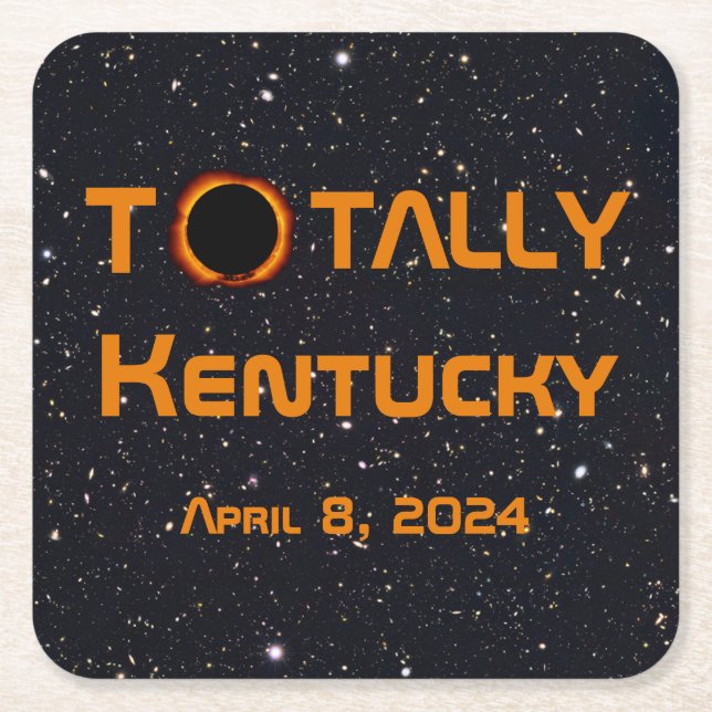Posavasos Cuadrado De Papel Eclipse solar total de Kentucky 2024 (Anverso)