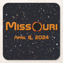 Posavasos Cuadrado De Papel Eclipse solar total de Missouri 2024