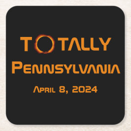 Posavasos Cuadrado De Papel Eclipse solar total de Pennsylvania 2024