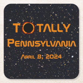 Posavasos Cuadrado De Papel Eclipse solar total de Pennsylvania 2024
