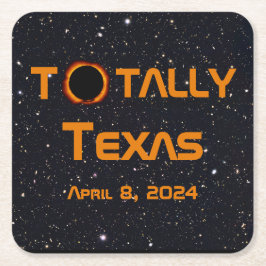 Posavasos Cuadrado De Papel Eclipse solar total de Texas 2024
