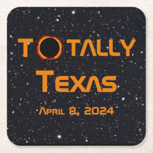 Posavasos Cuadrado De Papel Eclipse solar total de Texas 2024