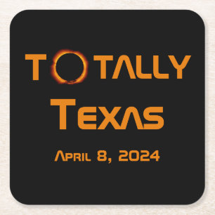 Posavasos Cuadrado De Papel Eclipse solar total de Texas 2024