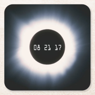 Posavasos Cuadrado De Papel Eclipse solar total en blanco y negro