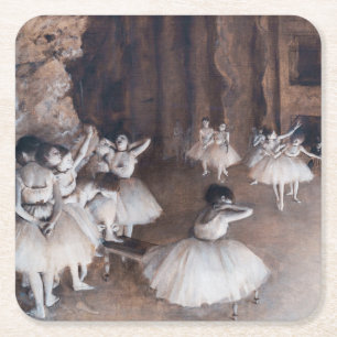 Posavasos Cuadrado De Papel Edgar Degas - Ensayo de ballet en el escenario