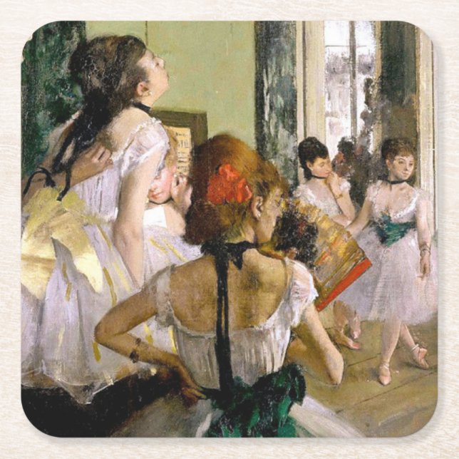 Posavasos Cuadrado De Papel Edgar Degas La Clase De Baile (Anverso)