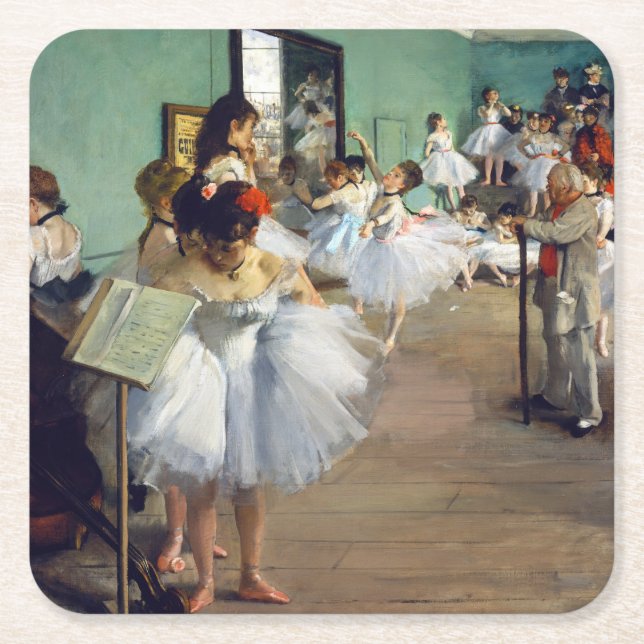 Posavasos Cuadrado De Papel Edgar Degas - La clase de danza (Anverso)