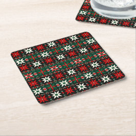 Posavasos Cuadrado De Papel Edición 3 de Navidad Fair Isle Escandinava