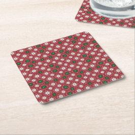 Posavasos Cuadrado De Papel Edición de Navidad 1 de Fair Isle escandinavo