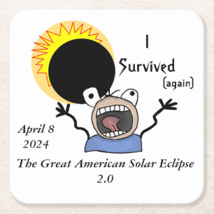 Posavasos Cuadrado De Papel Edición de supervivencia del eclipse solar de 2024