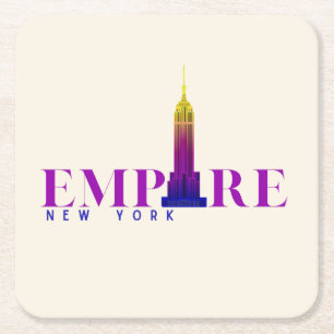 Posavasos Cuadrado De Papel Edificio Empire State-Nueva York-Vibrante