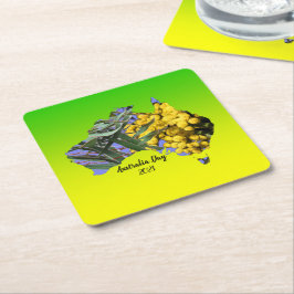Posavasos Cuadrado De Papel Editar texto Australia Day Gum Leaf Waf