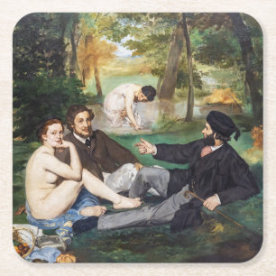 Posavasos Cuadrado De Papel Edouard Manet - Almuerzo en el césped