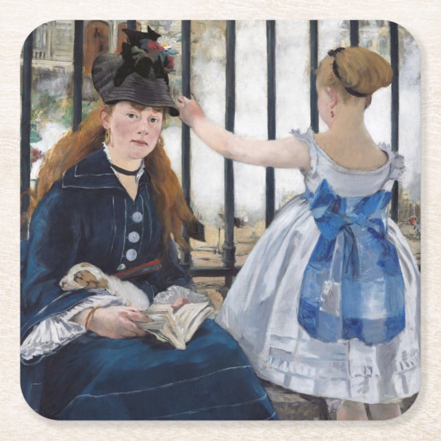 Posavasos Cuadrado De Papel Edouard Manet - El ferrocarril (Anverso)